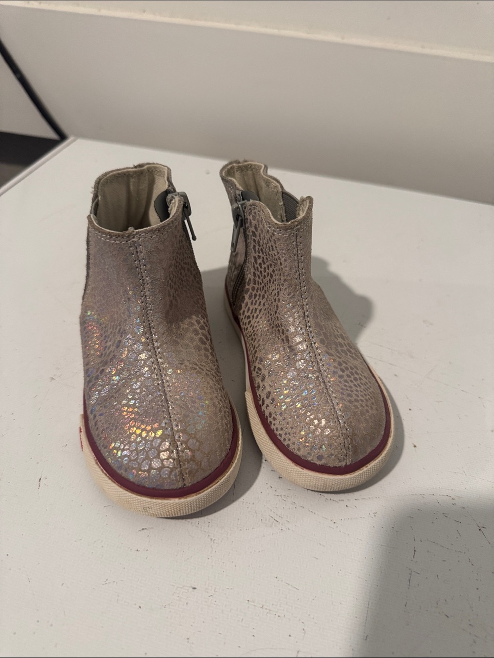 See Kai Run Girls Iridescent Purple Zip Ankle Boots